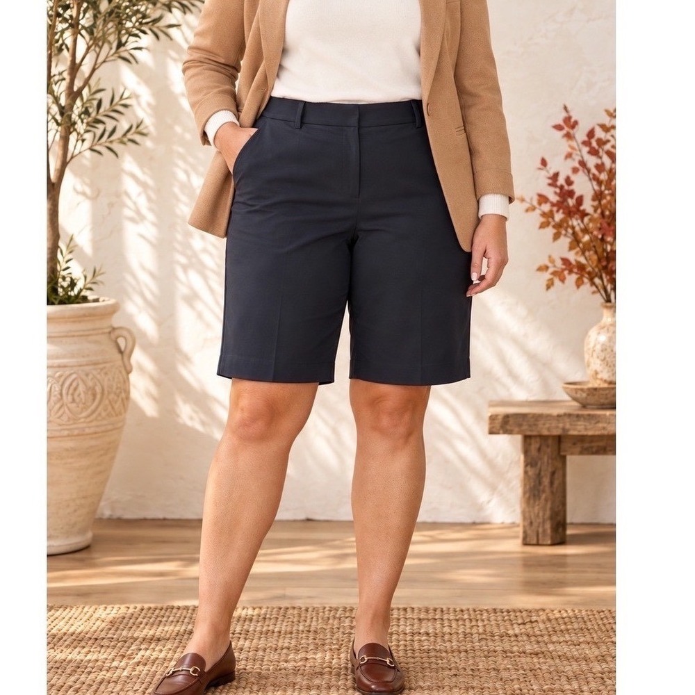 Lafayette 148 New York Black Bermuda Shorts Cotton Blend Size 14
